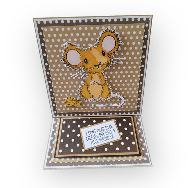 Curly mouse birthday card