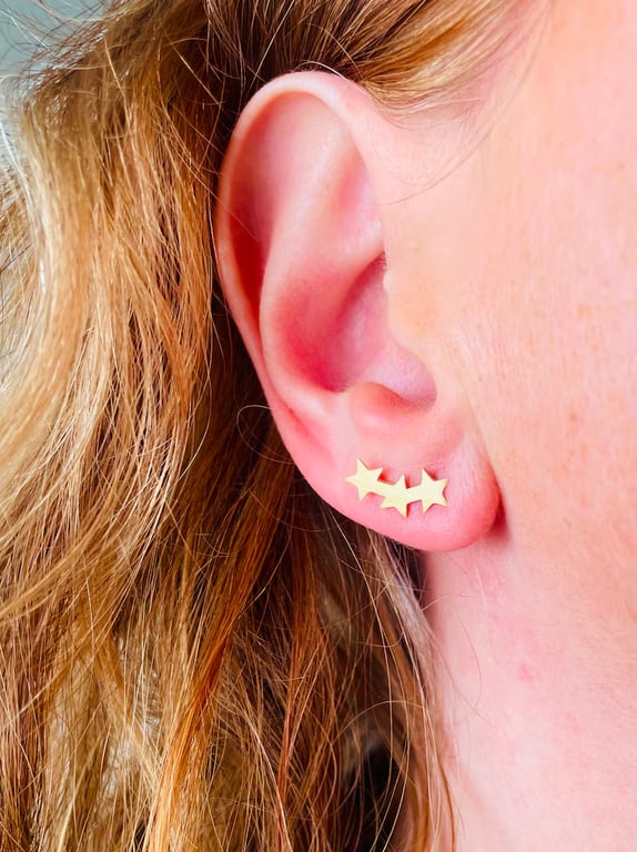 Gold Starburst Stud Earring, Single Earring 