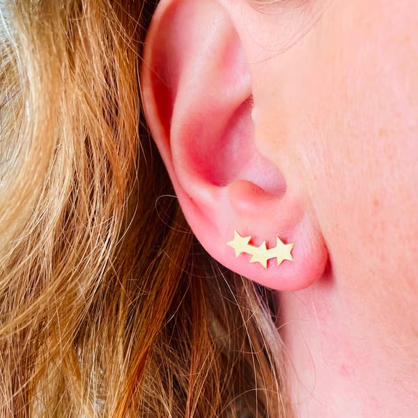 Gold Starburst Stud Earrings 
