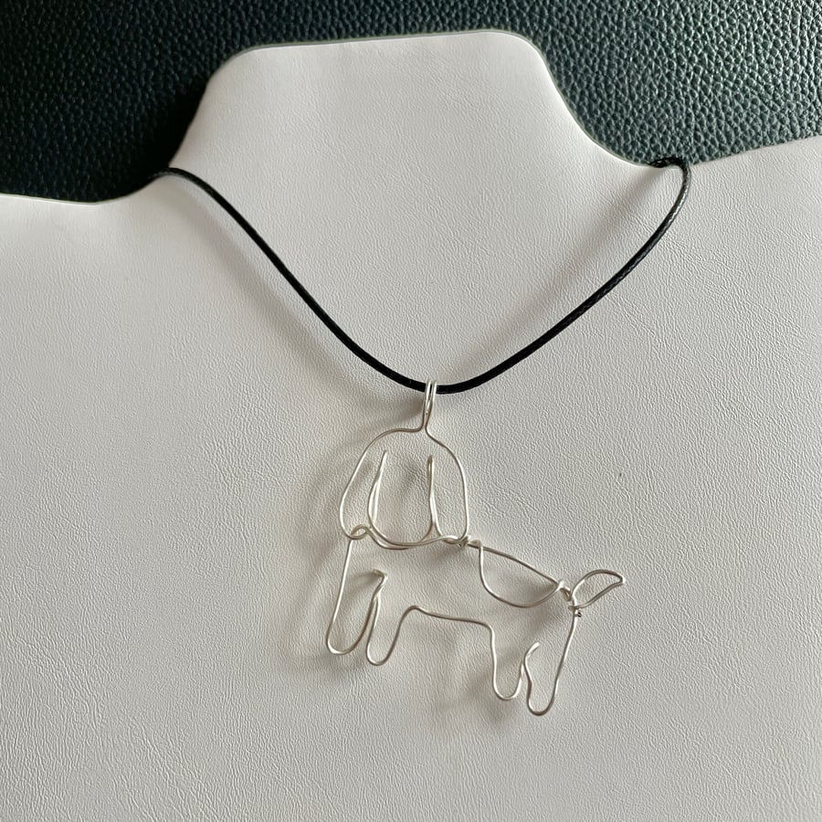 Wire Wrapped Beagle Hound Dog Pendant