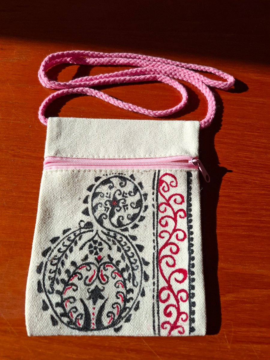 Handpainted crossbody tote bag 