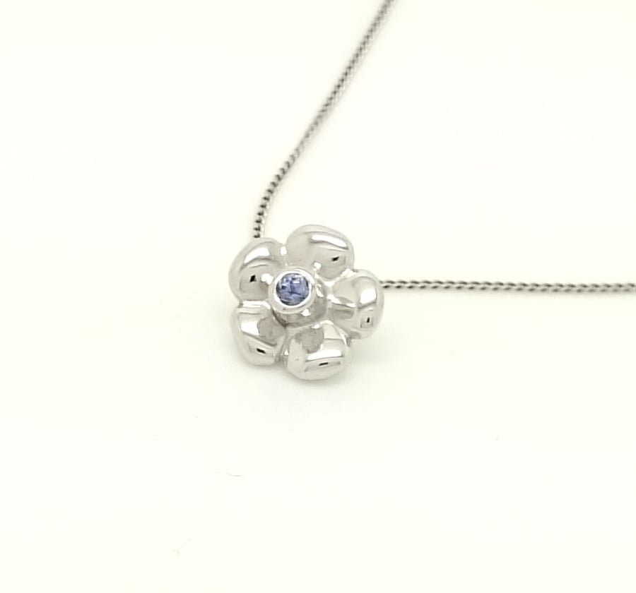 Tanzanite flower sterling silver pendant 