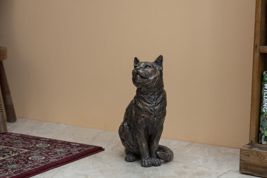 Foundry Bronze Sitting Cat Statue Large Bronze Metal Garden Sculpture