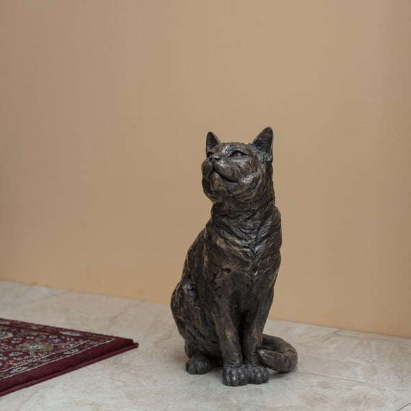 Foundry Bronze Sitting Cat Statue Large Bronze Metal Garden Sculpture
