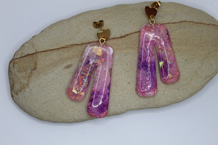 Abstract Stud Earrings, Resin Earrings, Fairycore, One of a Kind Earrings