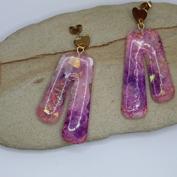 Abstract Stud Earrings, Resin Earrings, Fairycore, One of a Kind Earrings