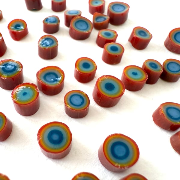 Rainbow poppies murrini made with Bullseye 90coe glass