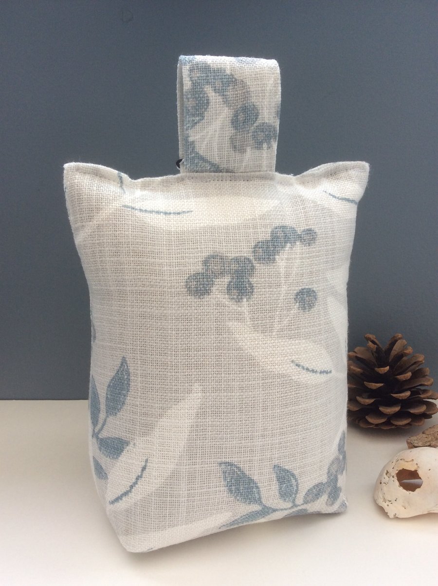 Laura Ashley fabric doorstop. Shabby chic blue and white door stopper. New home 