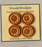 Dorset Buttons, Set of 4, Handmade, Orange, Yellow, Cotton,  1", 2.6cm