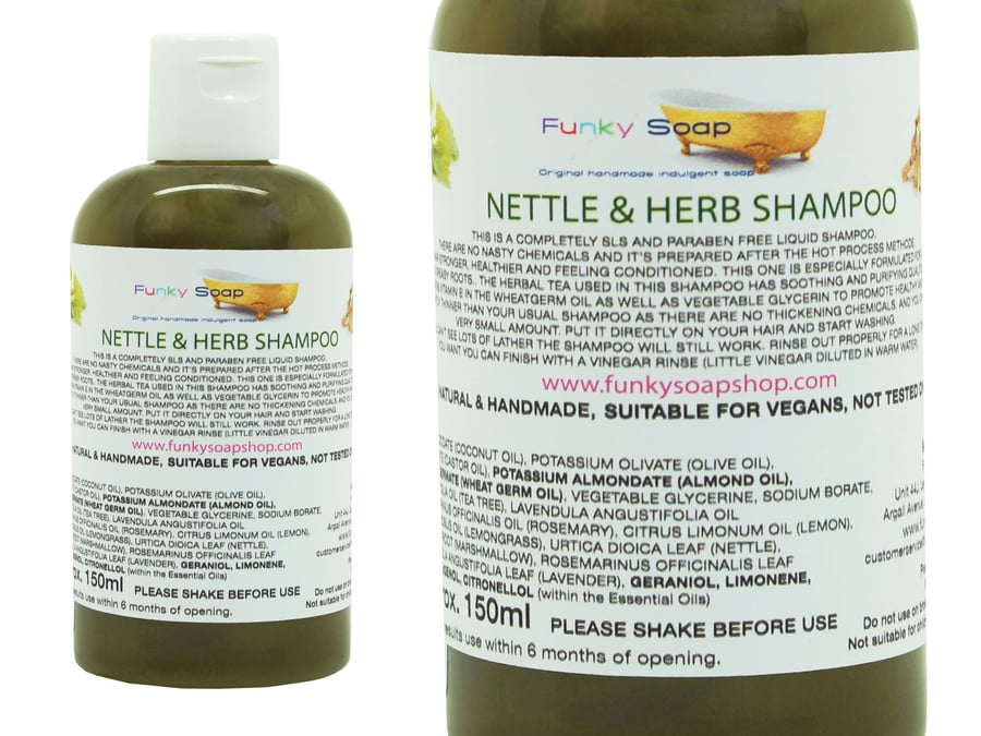 1bottle Liquid Nettle and Herb Shampoo 100% Natural SLS Free 150ml