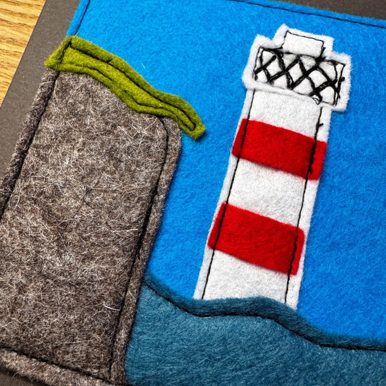 The Lighthouse - Felt Freehand Embroidery card