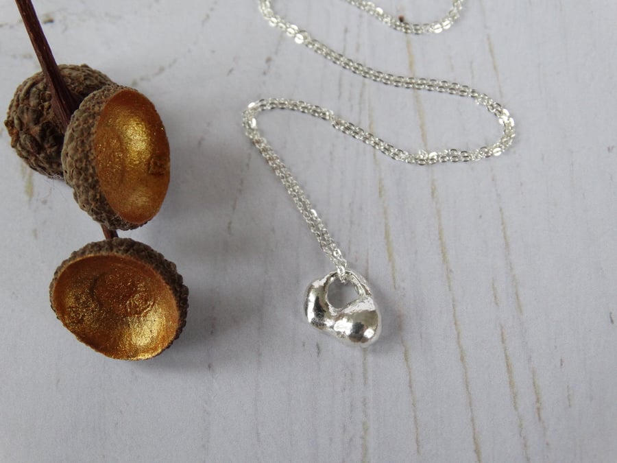 Silver charm amulet pendant - recycled sterling silver - zero waste