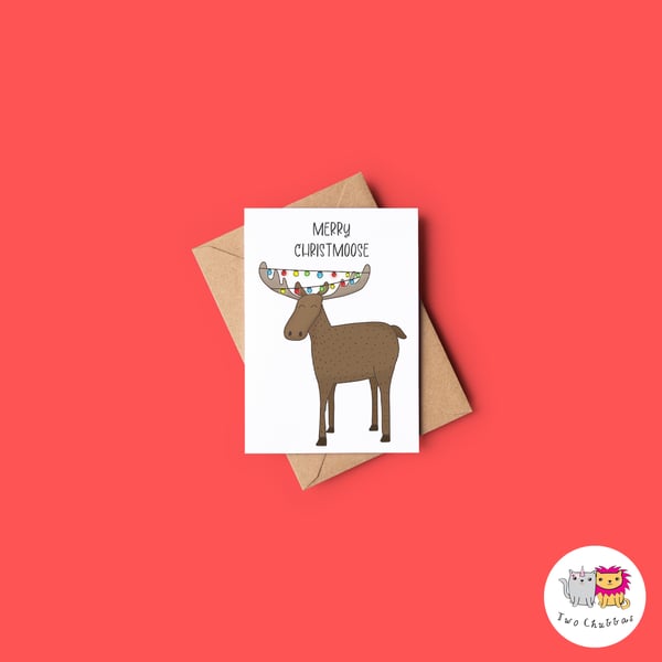 Moose Christmas Card, A6 Christmas Card, Cute Animal Christmas Card