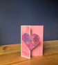 Handmade heart design card in pink  (with envelope)