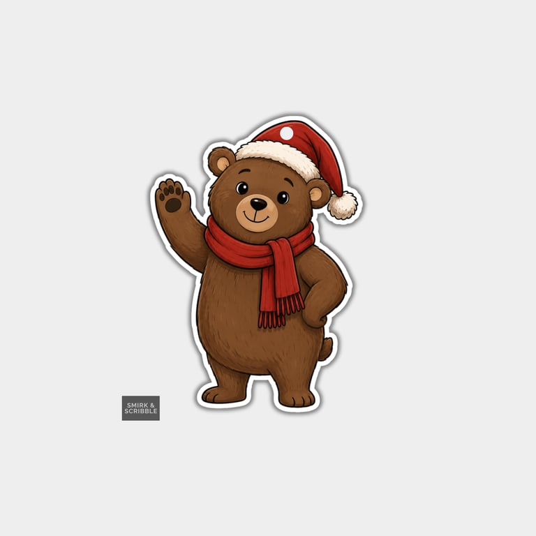 Funny Christmas Gift Tags For Adults, 6pk - Cute Waving Bear