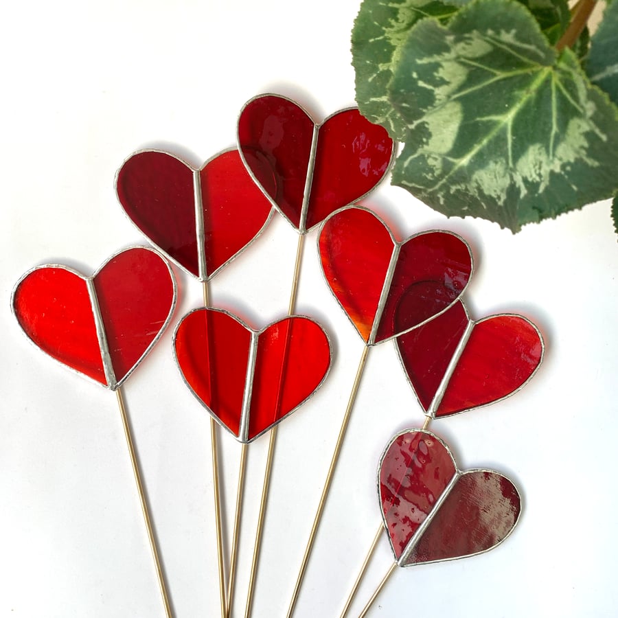 Stained Glass Heart Plant Pot Stake