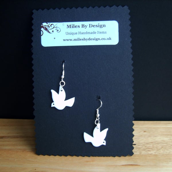 White Doves Of Peace on Sterling Silver Ear Hooks