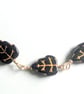 Gold filled chain necklace with black and gold Czech glass  leaf beads - Image 5