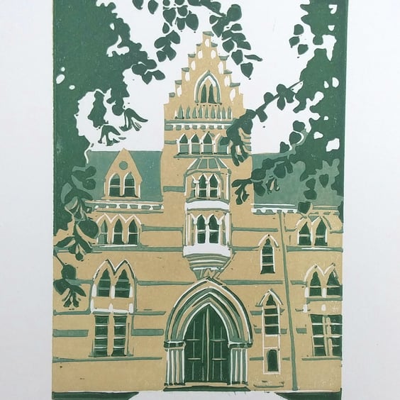 Meadow Building, Christ Church - Oxford linoprint