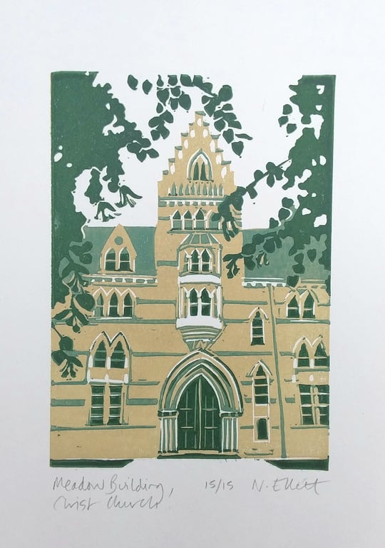 Meadow Building, Christ Church - Oxford linoprint