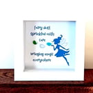 Cornish Sea Glass Fairy blowing wishes Framed Picture Art Mystical, Magical gift