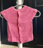 Hand-Knitted Baby Sleeveless Vest with Textured Yoke – Rose Pink (0-3m)