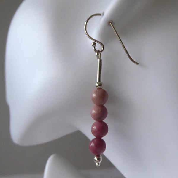 Rhodochrosite & Sterling Silver Earrings