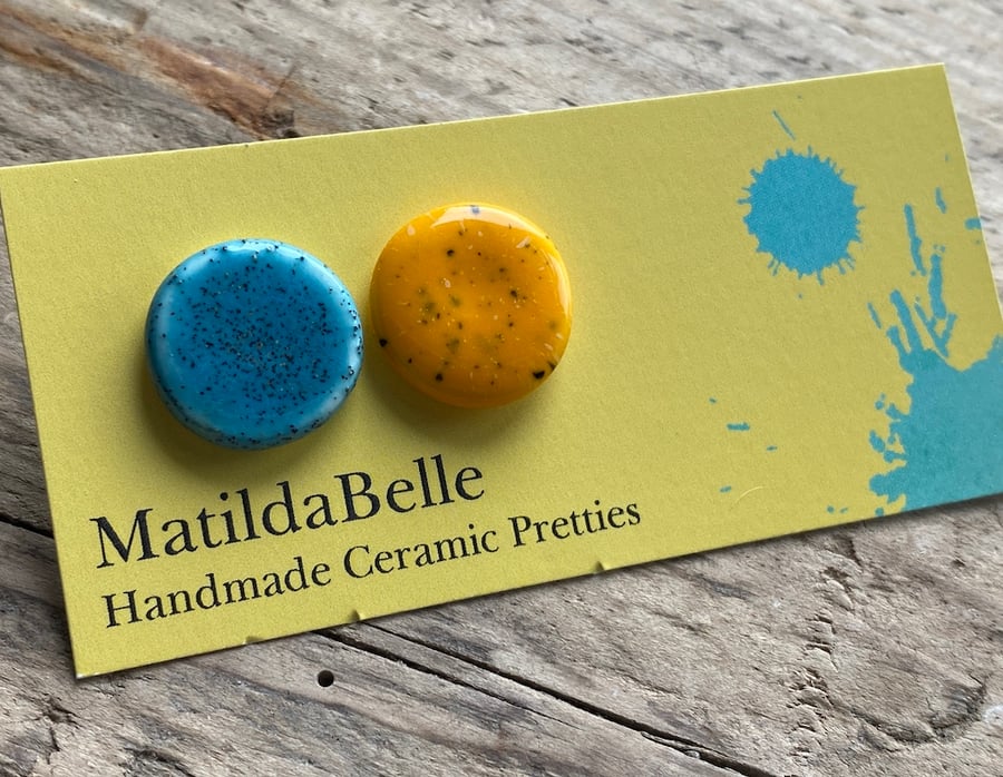 Handmade Ceramic Round Stud Earrings