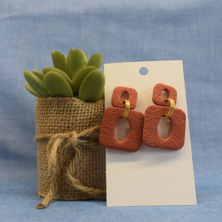 Textured Square Statement Earrings