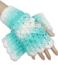Crochet gloves. Turquoise and white dragon scale gloves. Fingerless gloves. - Image 10
