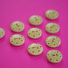 15mm Wooden Spotty Buttons Mint Green with Red Dots 10pk Spot Dot (SSP4)