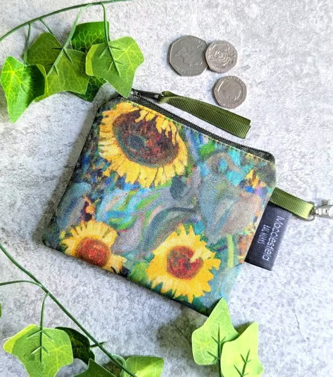 Sunflower print coin purse or pouch 