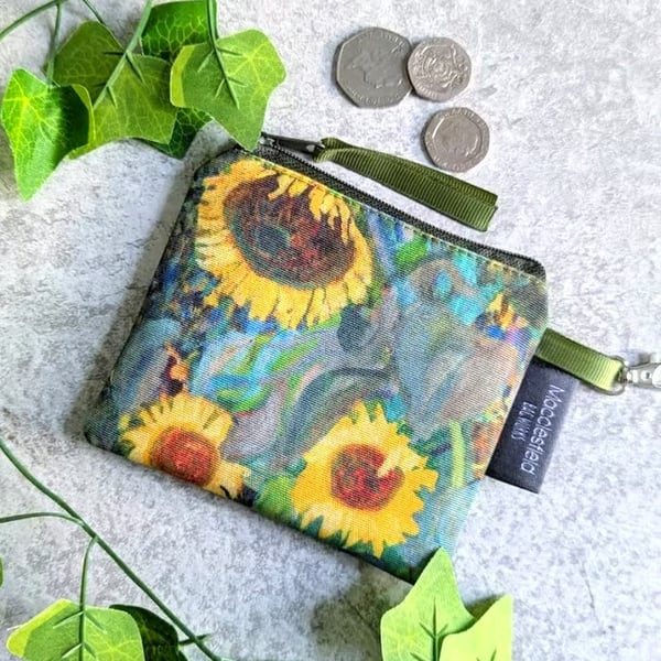 Sunflower print coin purse or pouch 
