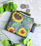 Sunflower print coin purse or pouch 