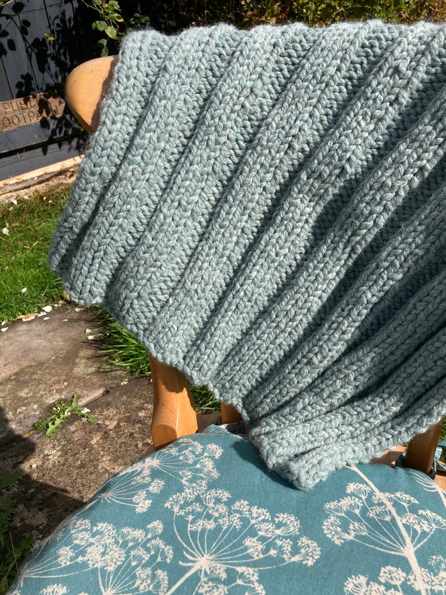 Hand knitted pram baby blanket 