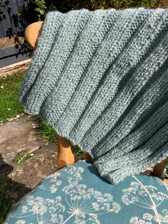 Hand knitted pram baby blanket 