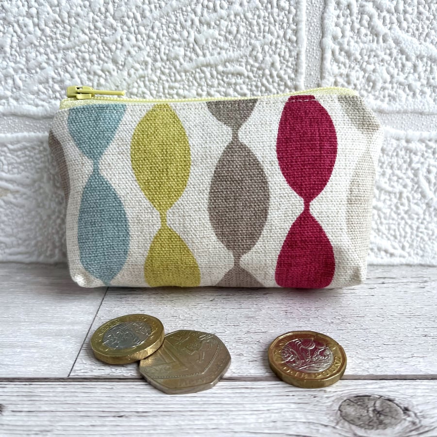 Small Purse, Coin Purse with Bright Oval Stripes