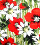 RED Poppy Daisy Green Bamboo Barkcloth 50s 60s Vintage Fabric Lampshade option  - Image 1