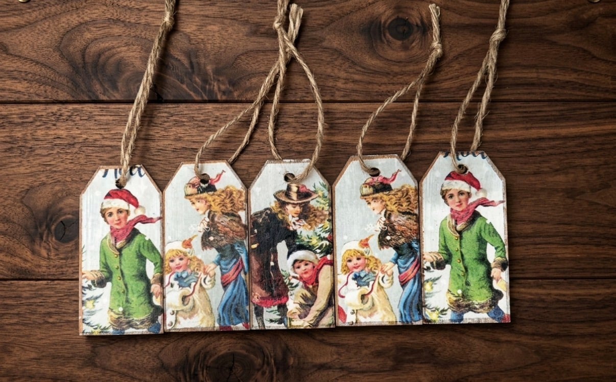 5 x Wooden Christmas Gift Tags
