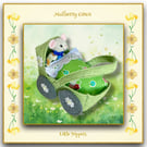 A Baby Pip Squeak in a Green Felt Pram 