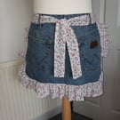 Mini denim apron with ruffle