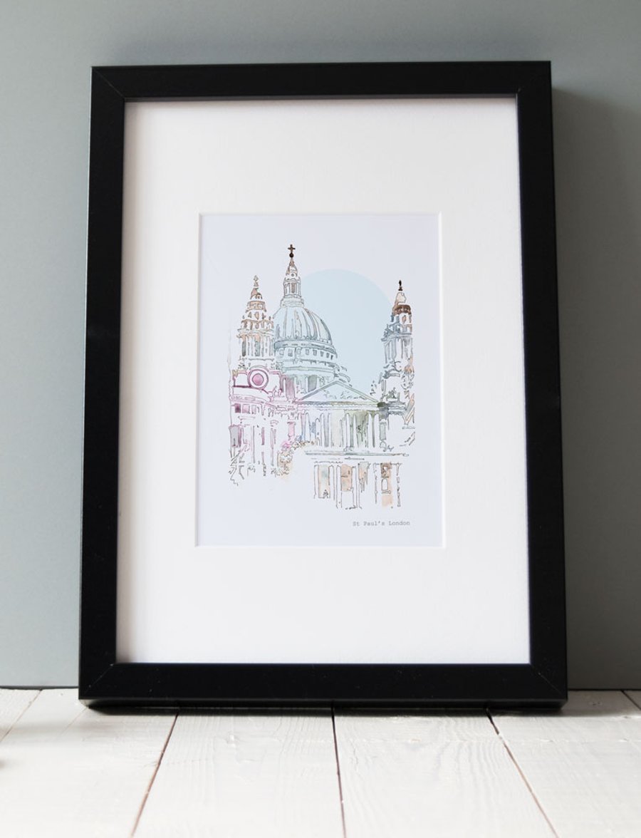 Illustrated Print - London - St Paul's Cathedral