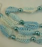 Glasses lanyard chain , crochet leaves with beads (blue variegated) - Image 4