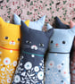 Navy Black Cat Cushion - Fabric Cat - Decorative Animal Cushion - Cat Lover Gift - Image 2