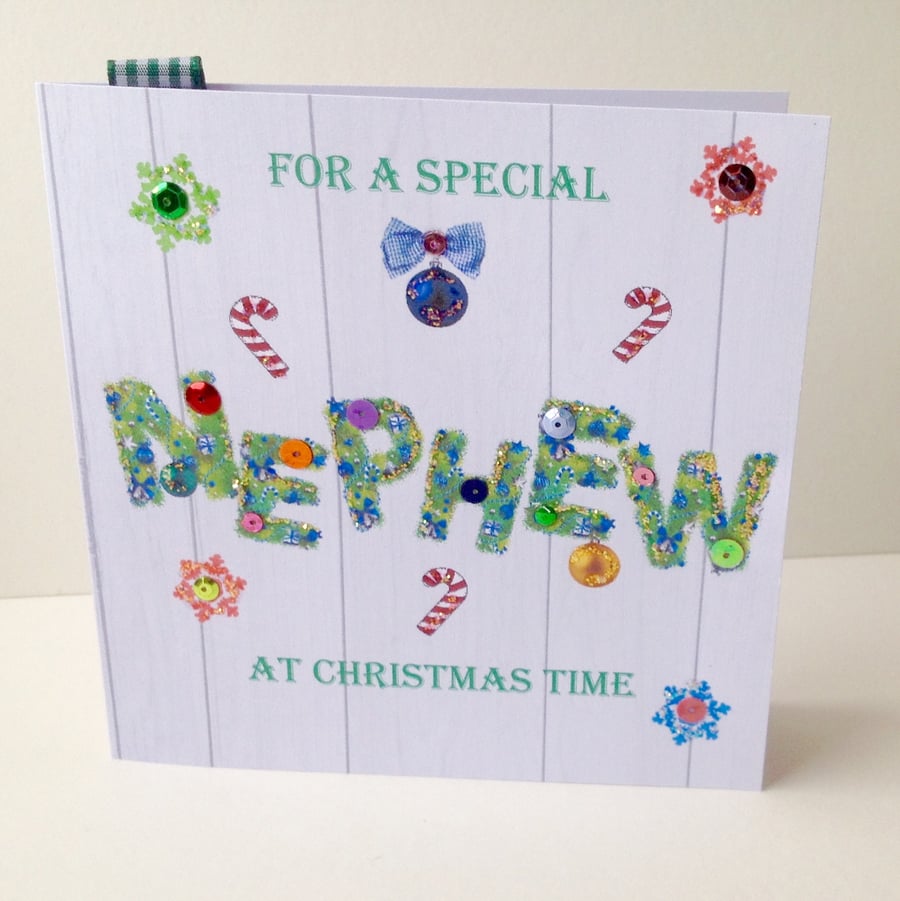 Christmas Card Family,Nephew,Printed Design,Handmade,Can be Personalised