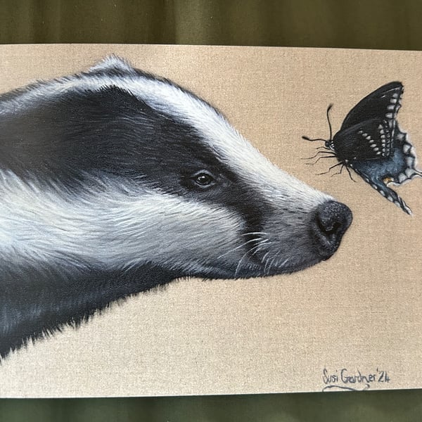 5x7 inch Badger & Butterfly Card