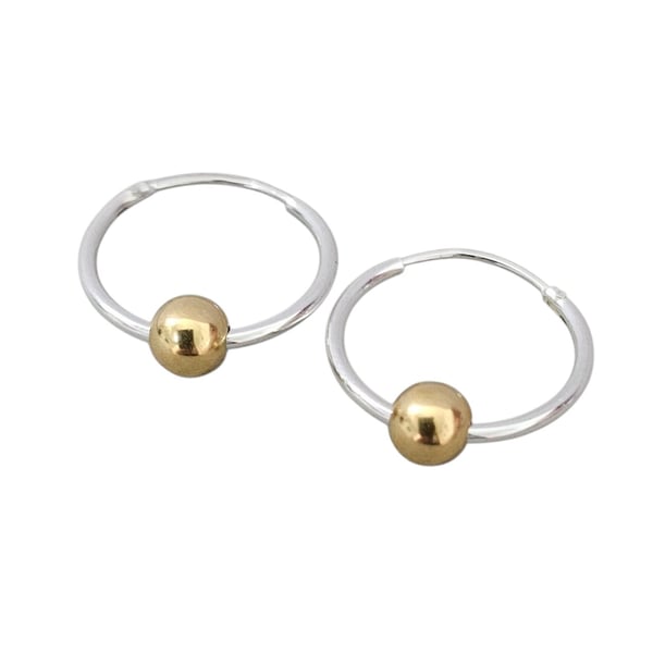 Sterling Silver Hoop Earrings Gold Vermeil Bead Hoop Earrings 