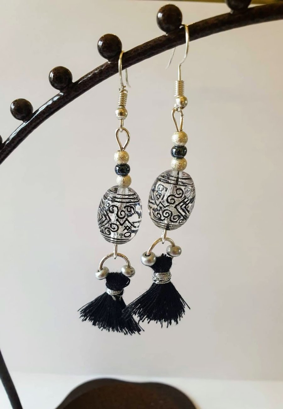 Aztec design bead earrings