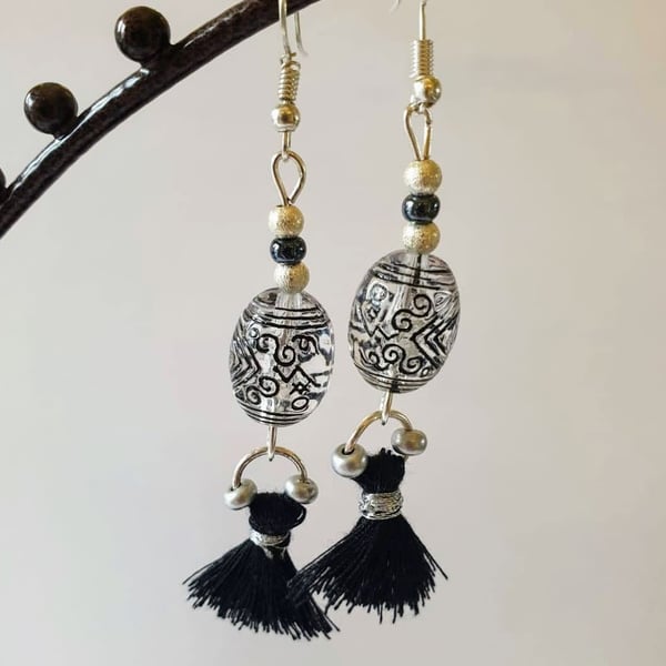 Aztec design bead earrings