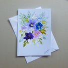 original hand painted floral blank greetings card ( ref FA 452 D3 )